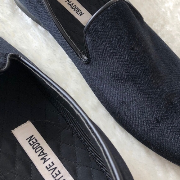 Steve Madden Black Velvet Loafers - Picture 3 of 4